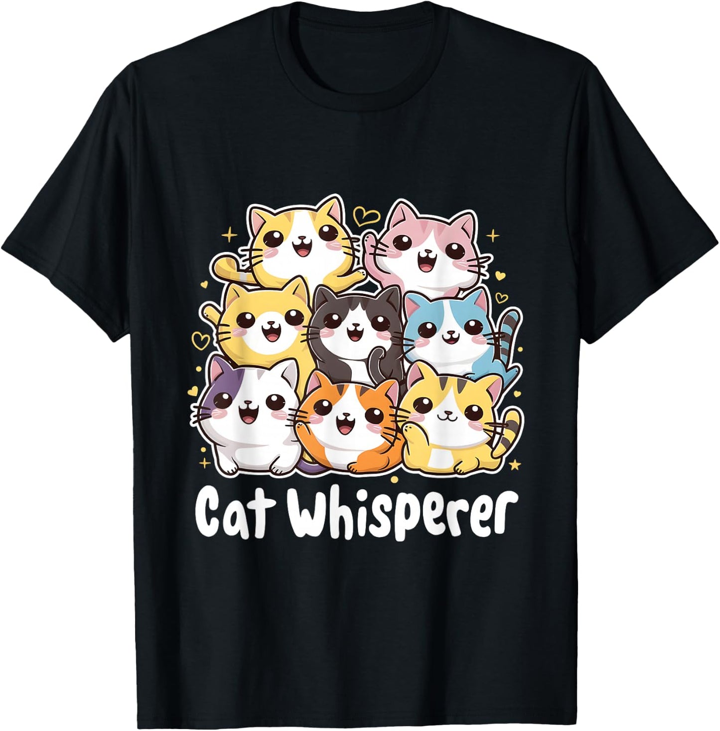 Cat Whisperer Cute Kawaii Cat Lover T-Shirt - T-Shirt | Black