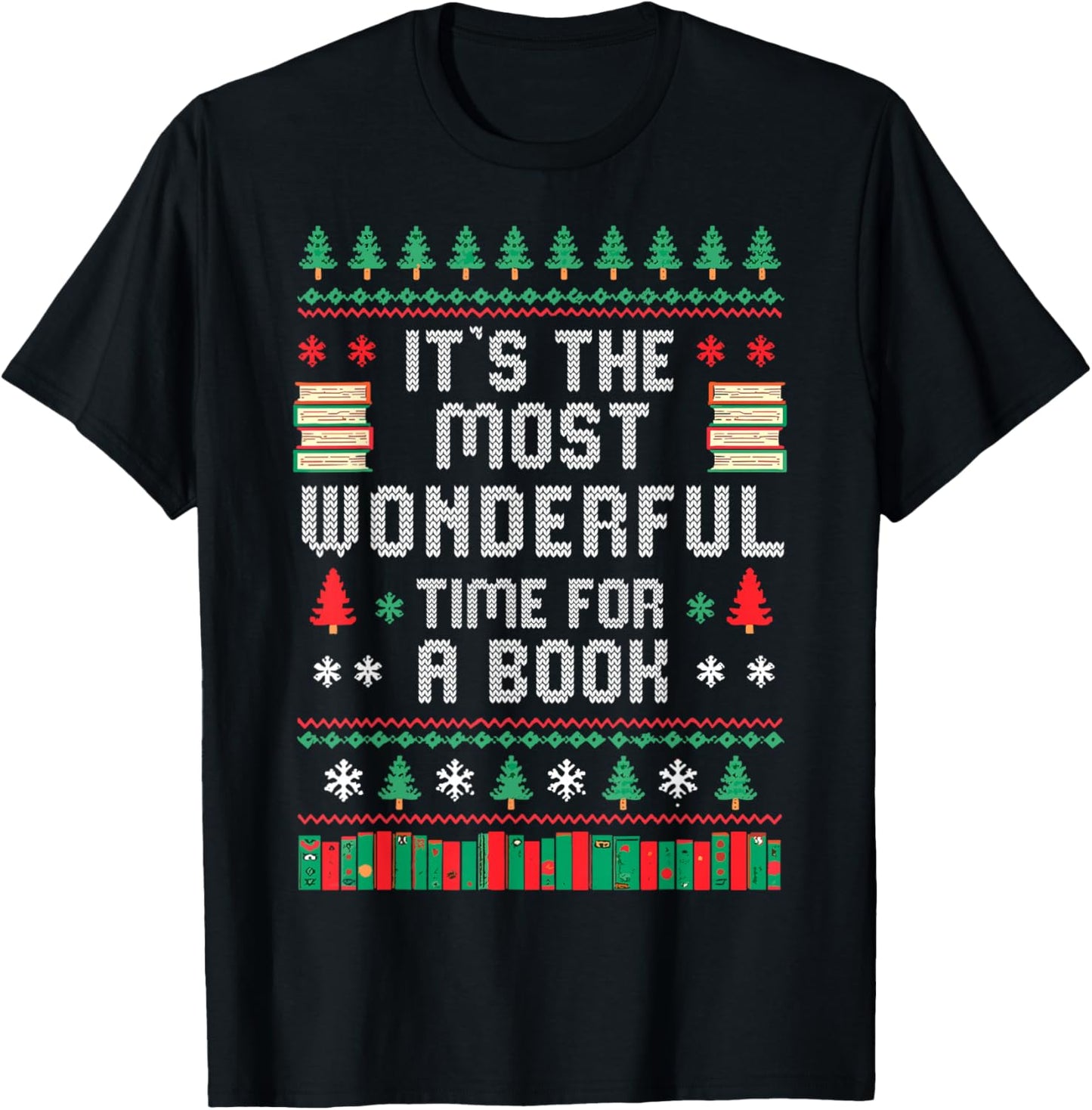 Book Lover Christmas Reader Ugly Sweater Xmas New Year T-Shirt - T-Shirt | Black