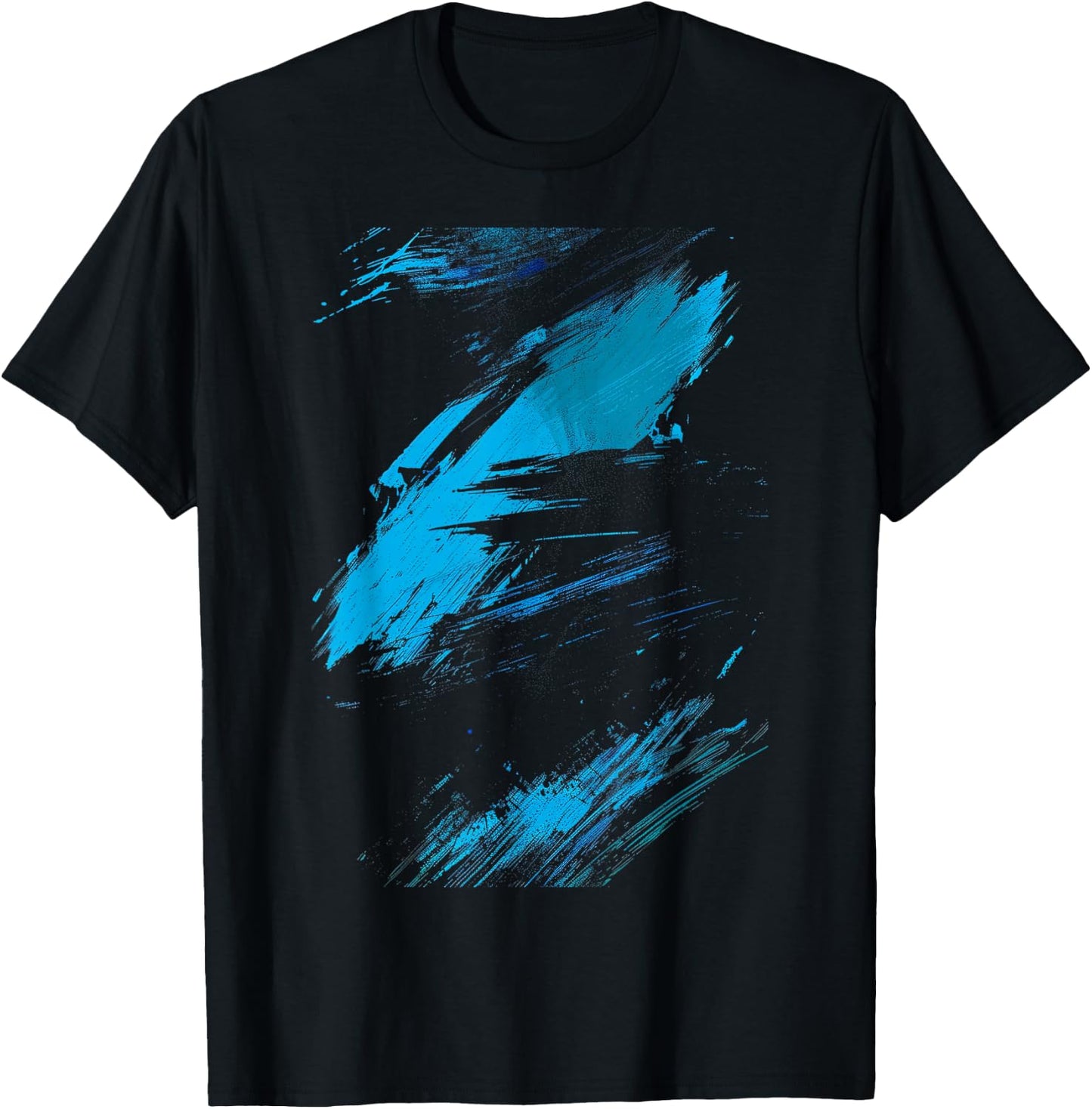 Blue And Black Dynamic Graphic T-Shirt - T-Shirt | Black