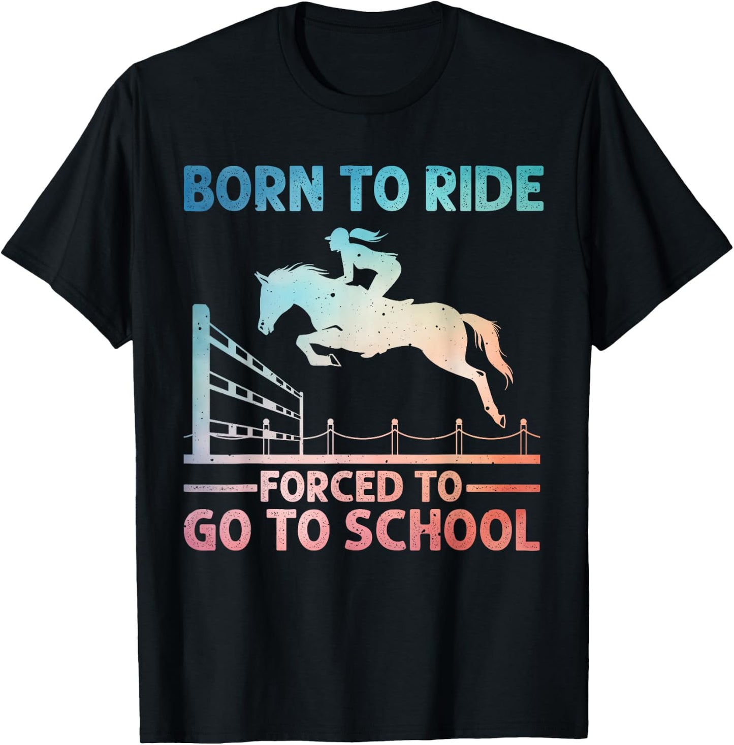Horse Racing Art For Kids Boys Girls Horse Lover Equestrian T-Shirt - T-Shirt | Black