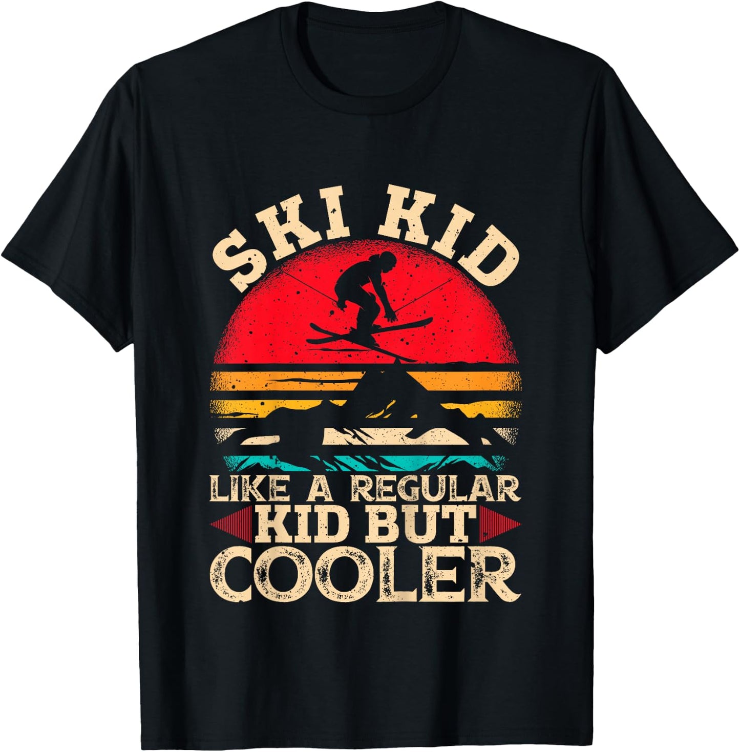 Ski Kid Like A Regular Kid But Cooler Funny Skiing Skier T-Shirt - T-Shirt | Black