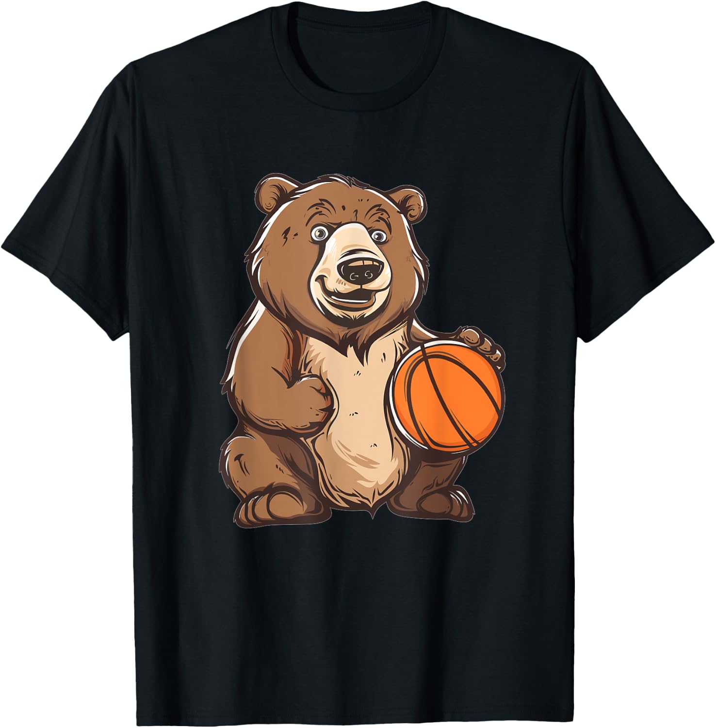 Cute Basketball Grizzly Bear T-Shirt - T-Shirt | Black