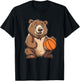 Cute Basketball Grizzly Bear T-Shirt - T-Shirt | Black