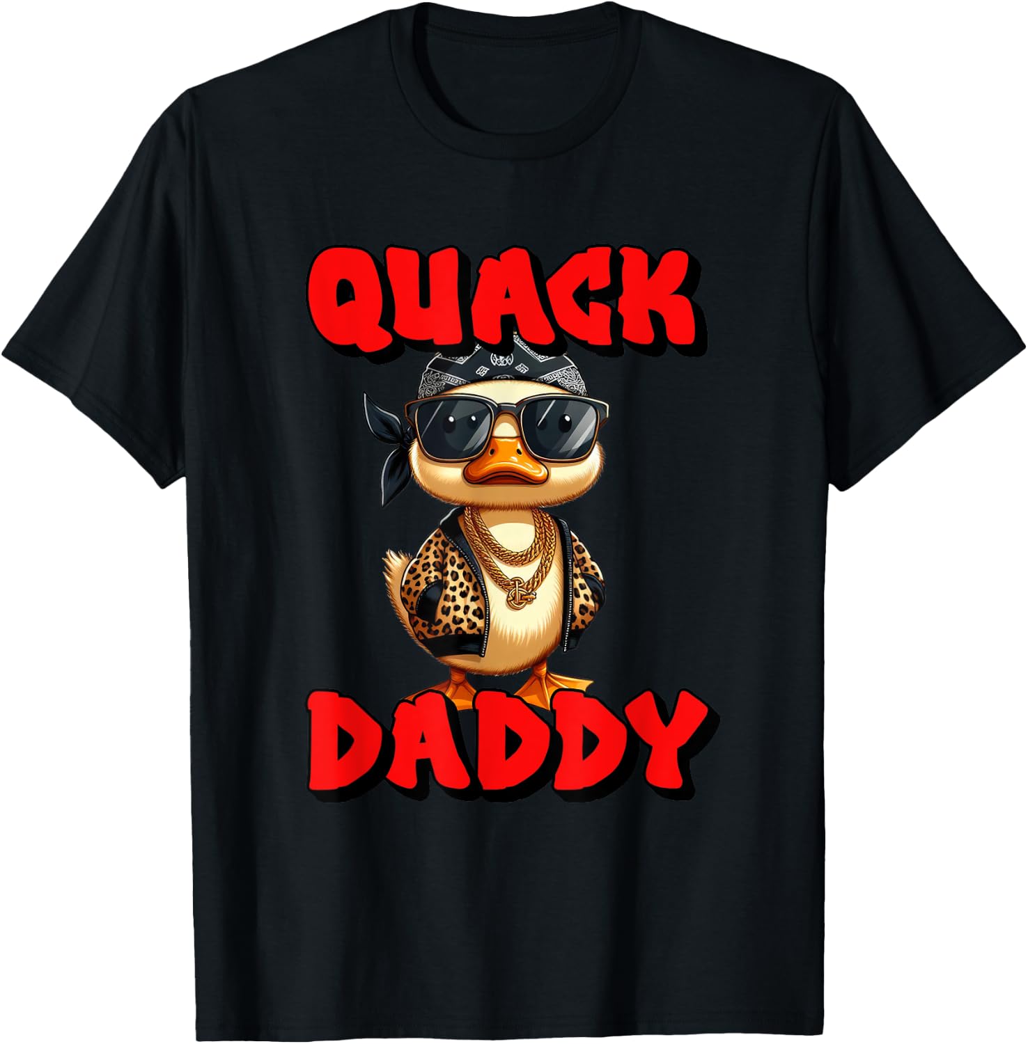 Quack Daddy Duck Cool Rap Hip Hop Duck Glasses Chains T-Shirt - T-Shirt | Black