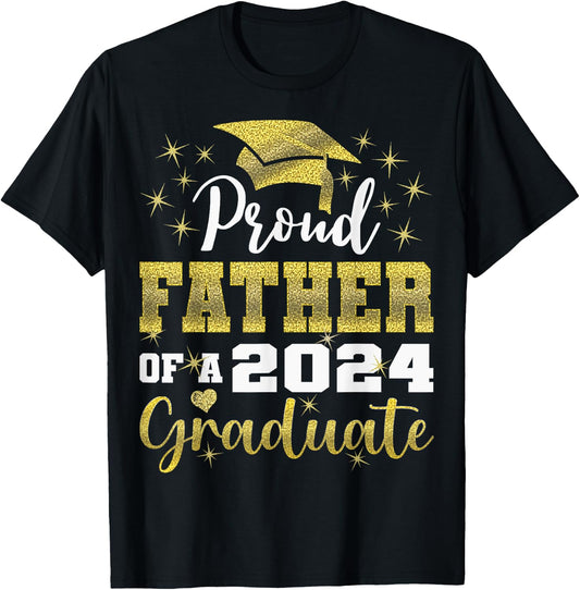 Super Proud Father of 2024 Graduate Awesome Family College T-Shirt - T-Shirt | Black