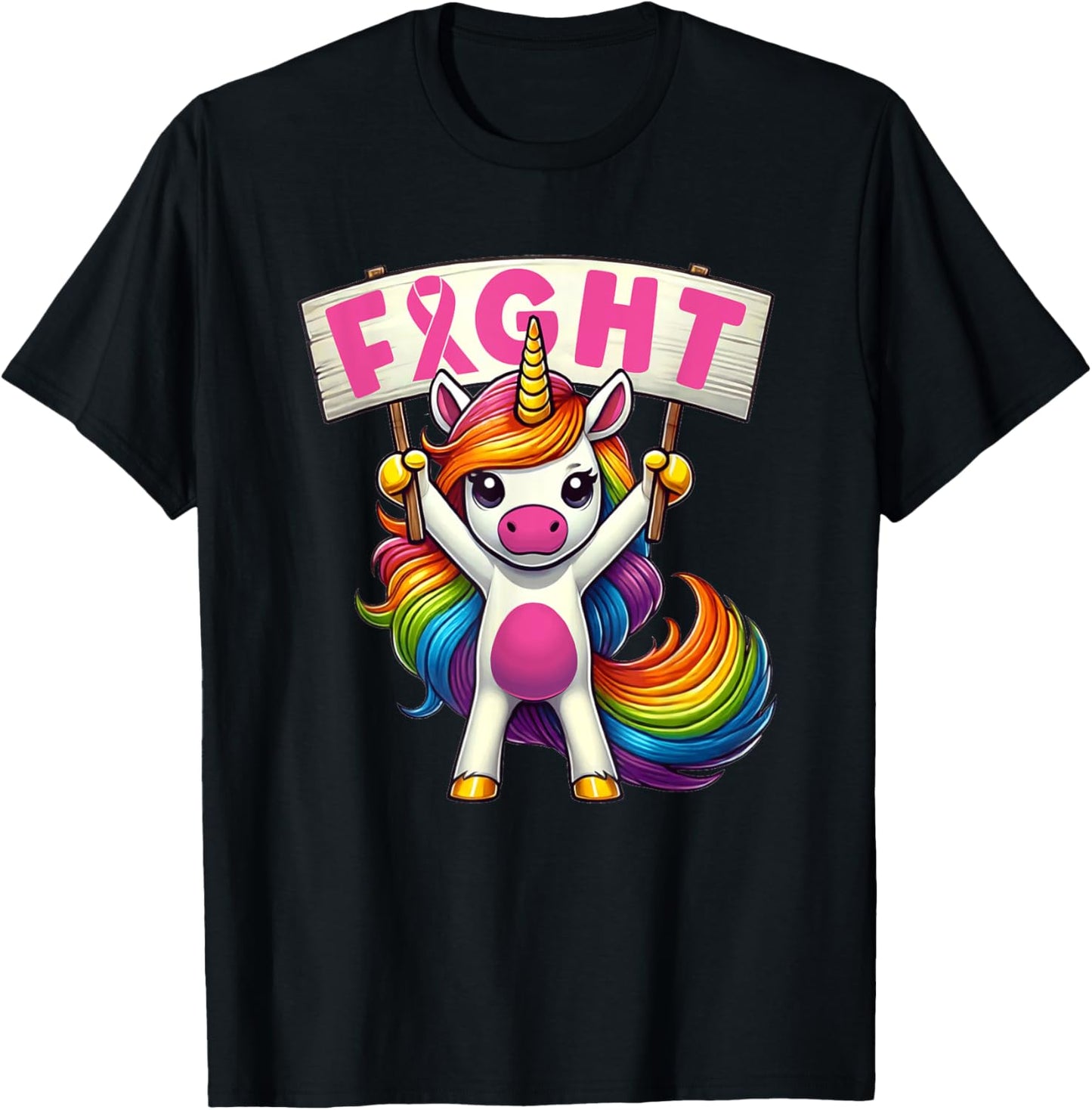 Fight Breast Cancer Awareness Girls Women Kids Youth T-Shirt - T-Shirt | Black