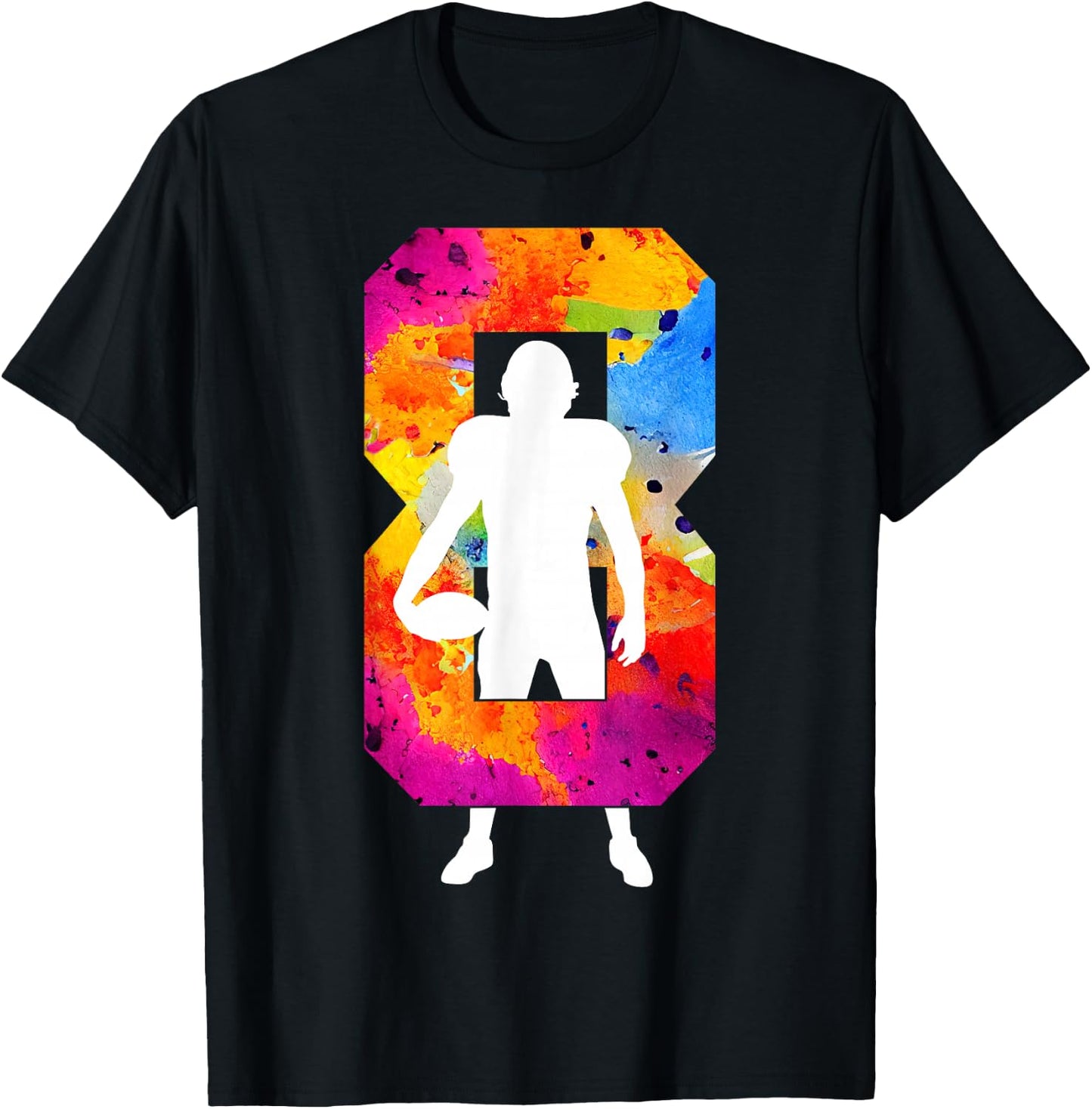 Number 8 Years Football 8th Birthday T-Shirt - T-Shirt | Black