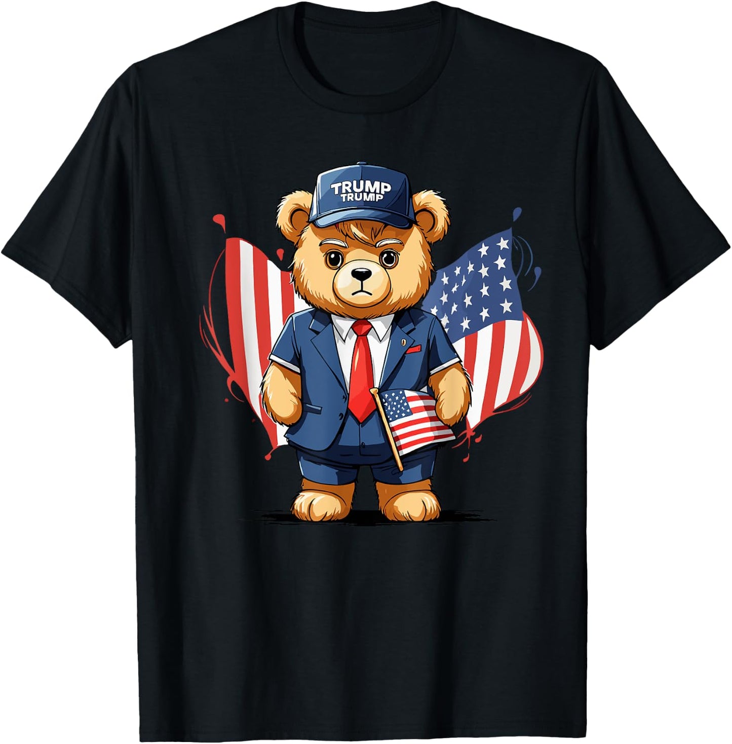 Trump Teddy Bear USA Flag Patriot Men T-Shirt - T-Shirt | Black