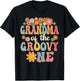 Retro Grandma of Groovy One Matching Family 1st Birthday T-Shirt - T-Shirt | Black