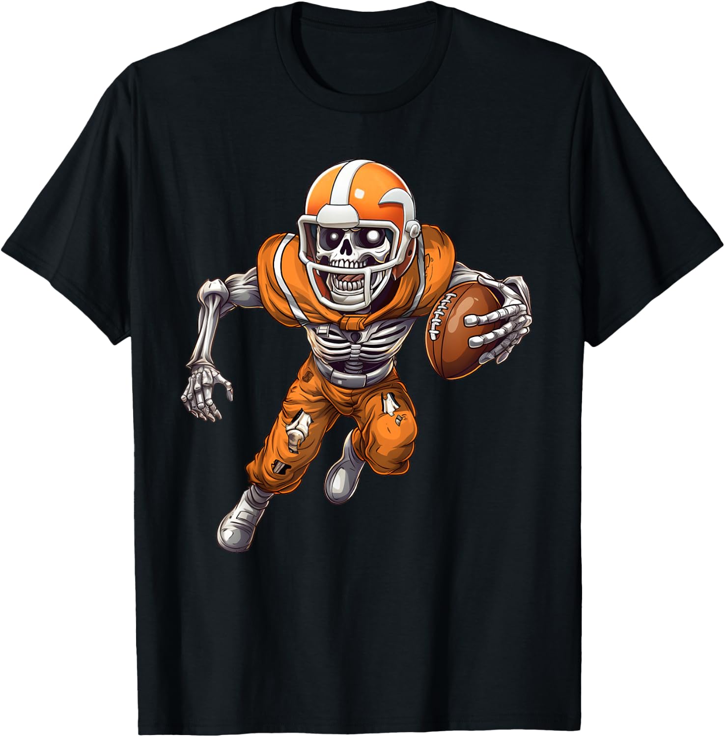 Funny Halloween Shirts Men Boys Skeleton Playing Football T-Shirt - T-Shirt | Black