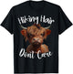 Funny Camping Highland Cow Hiking Hair Don't Care T-Shirt - T-Shirt | Black