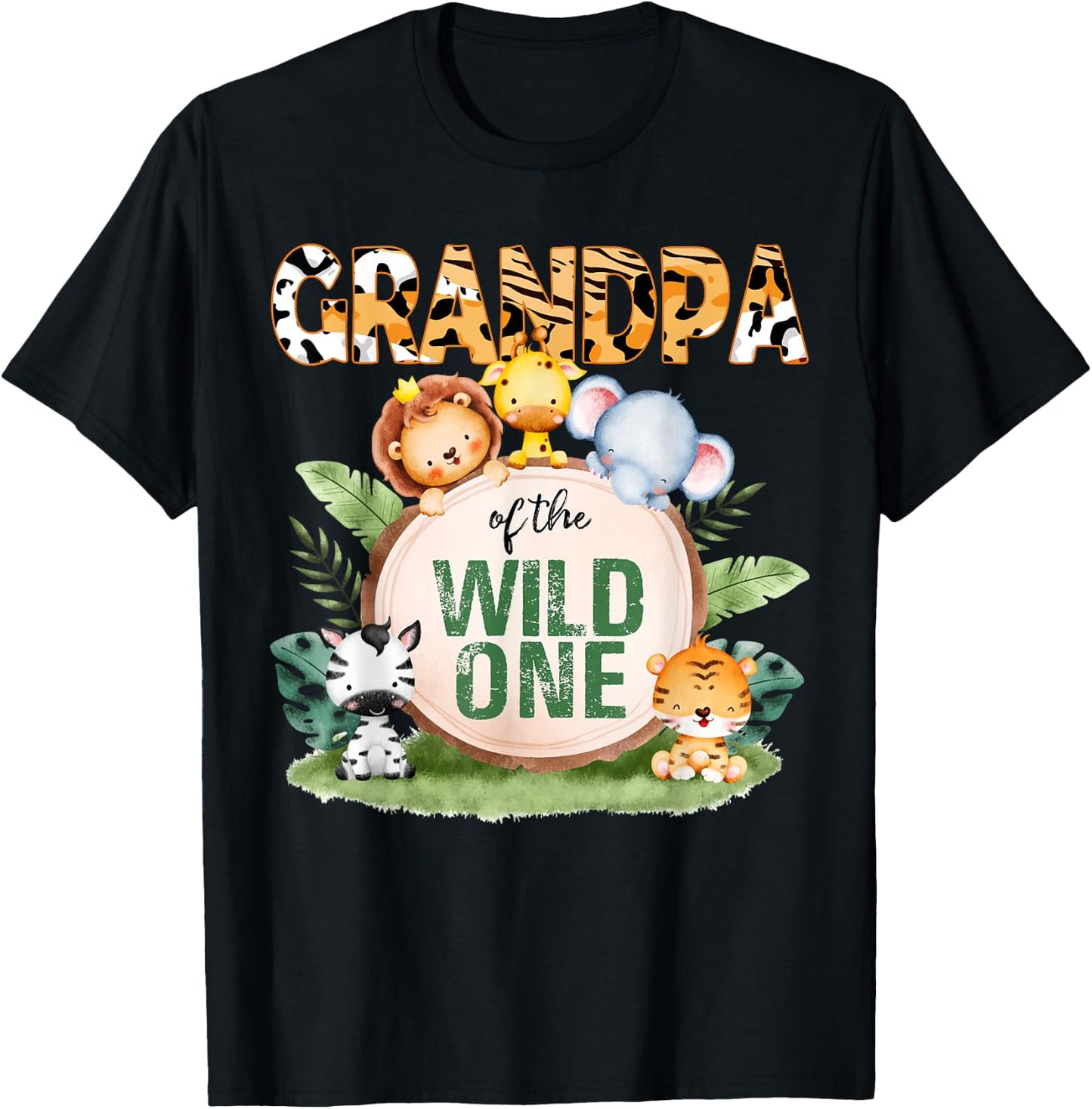 Grandpa Of The Wild One 1st Birthday Safari Family Matching T-Shirt - T-Shirt | Black