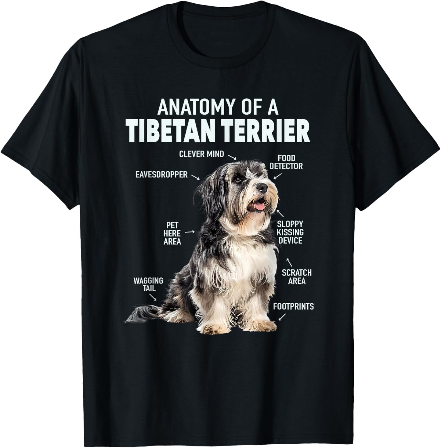 Anatomy Of A Tibetan Terrier T-Shirt - T-Shirt | Black