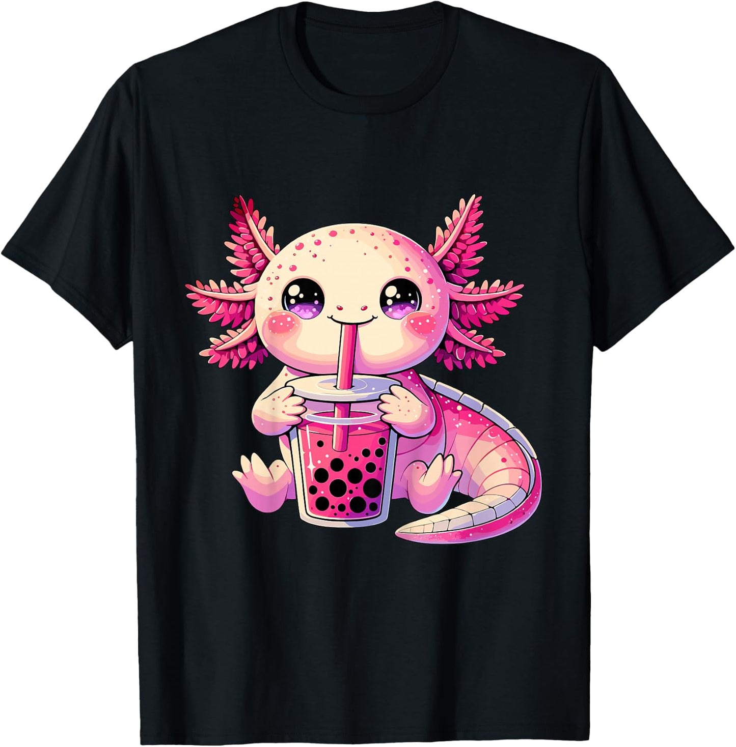 Axolotl Bubble Boba Tea Cute Kawaii Axolotl T-Shirt - T-Shirt | Black