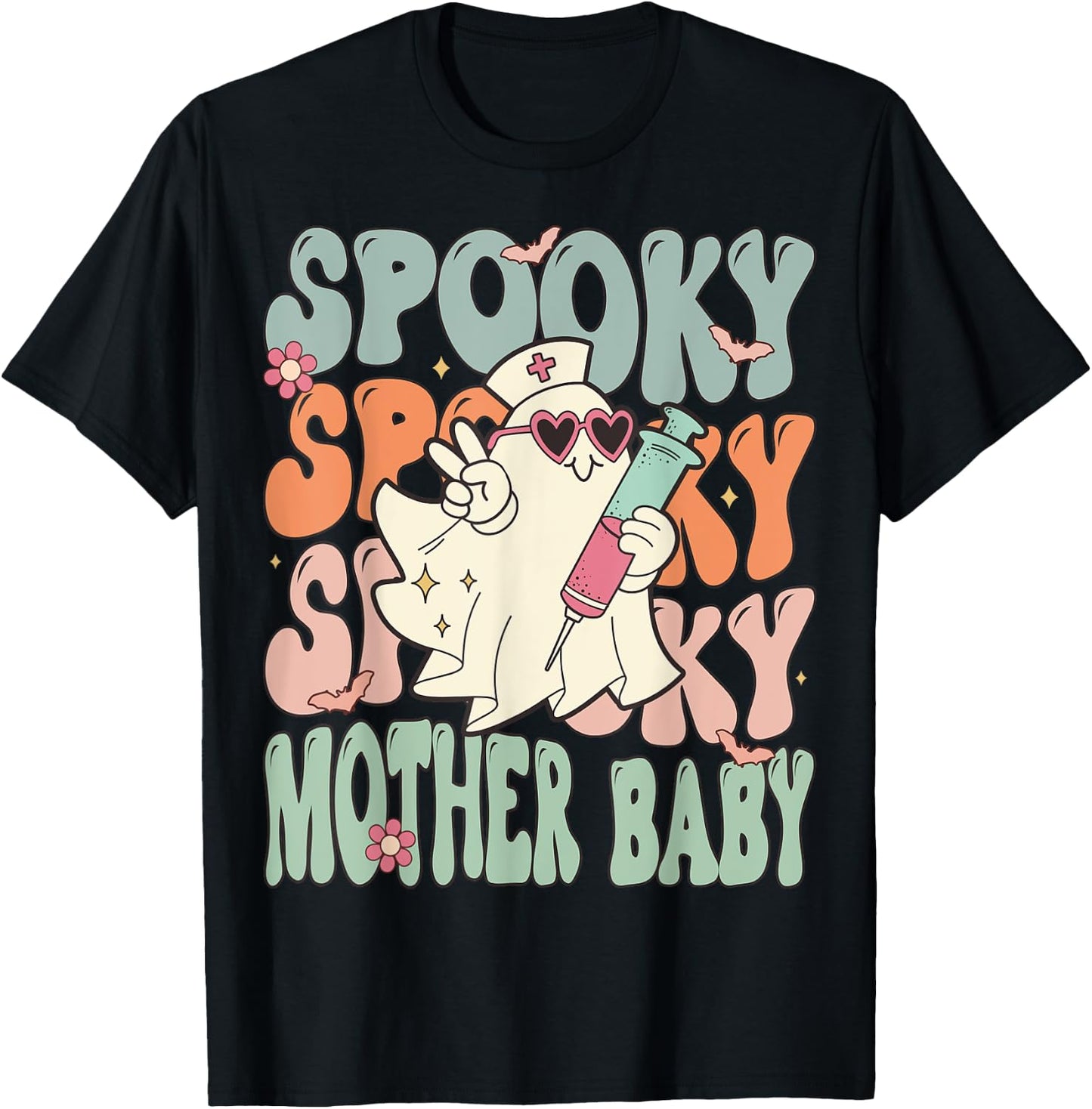 Spooky Mother Baby Nurse Halloween Postpartum Nurse T-Shirt - T-Shirt | Black