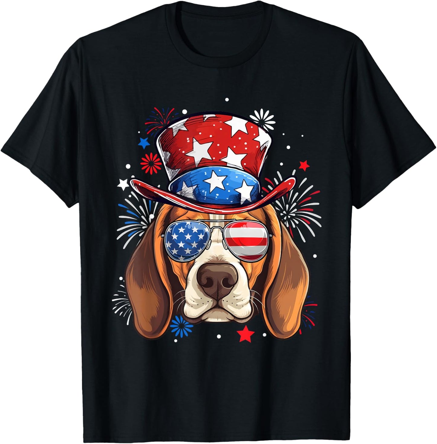 Beagle Patriotic USA Flag 4th Of July Dog Lover Women Kids Men T-Shirt - T-Shirt | Black
