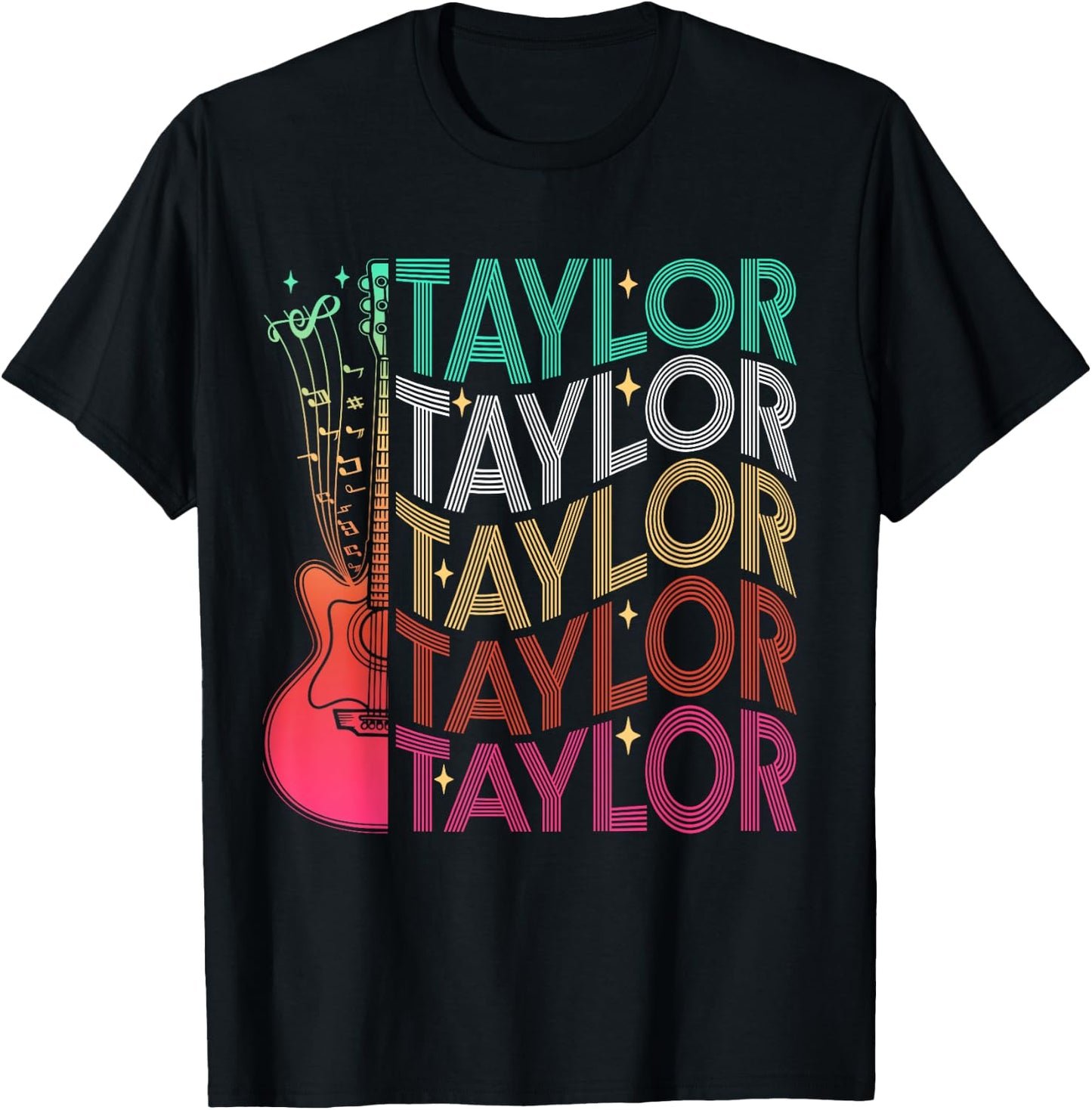 Taylor First Name I Love Taylor Girl Groovy 80's Vintage T-Shirt - T-Shirt | Black