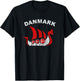 Danmark Viking Ship T Shirt Denmark Flag colors T-Shirt - T-Shirt | Black
