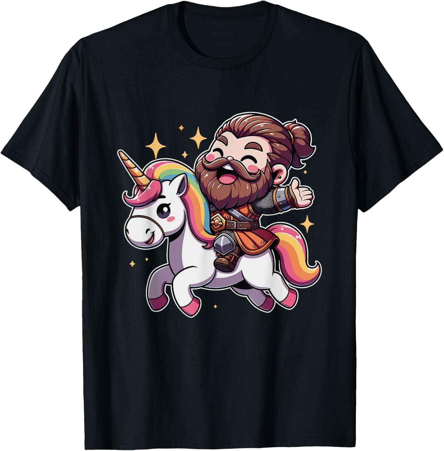 Epic Viking Riding A Unicorn T-Shirt - T-Shirt | Black
