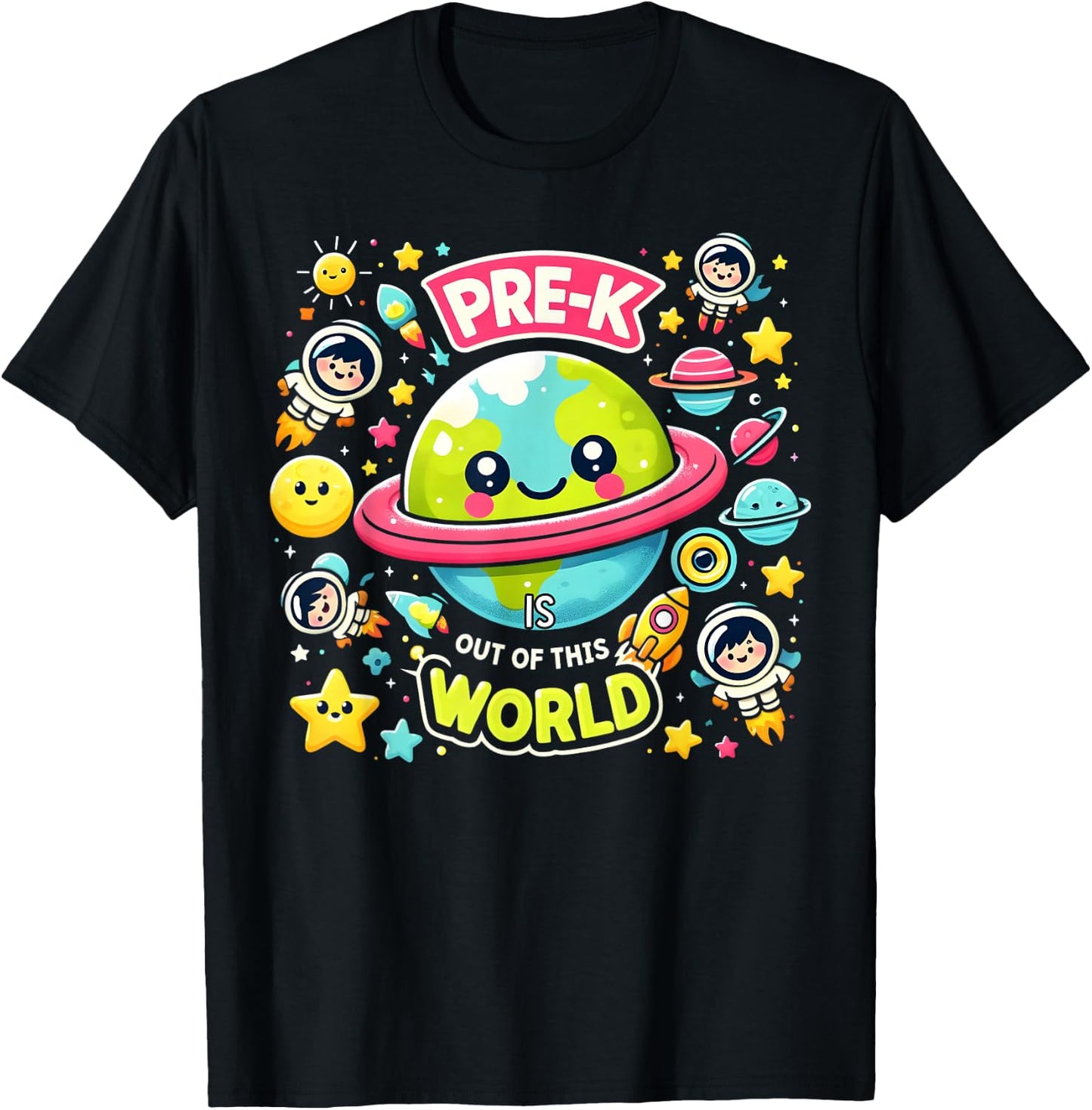 Pre-K Is out Of This World Space Planets Teacher T-Shirt - T-Shirt | Black