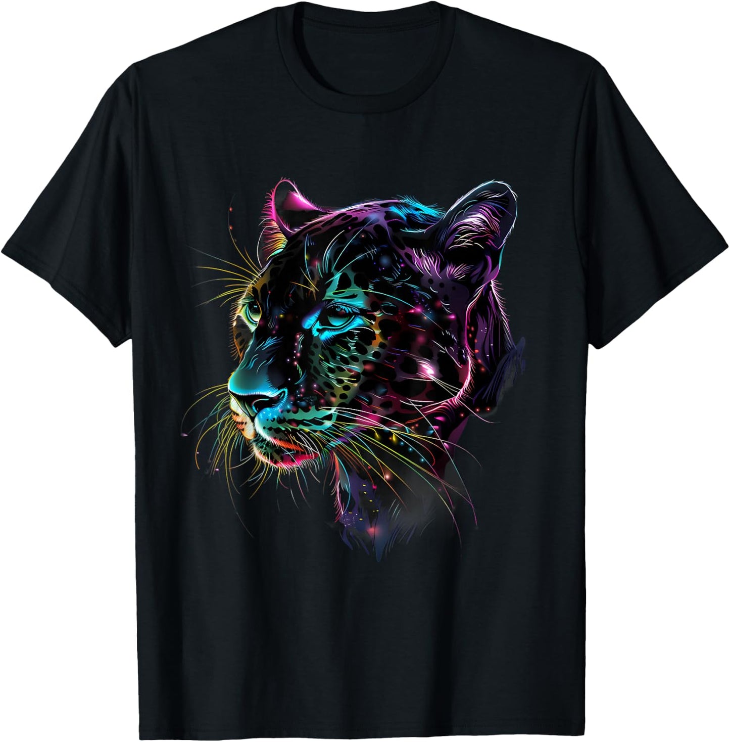 Panther Animal Graphic Portrait Artwork Black Panther Lover T-Shirt - T-Shirt | Black