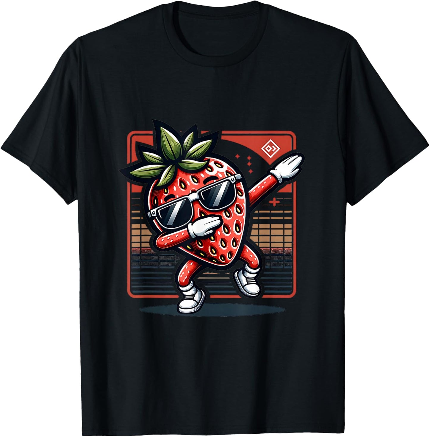 Funny Dab Strawberry Dancing Dabbing Fruit Meme T-Shirt - T-Shirt | Black