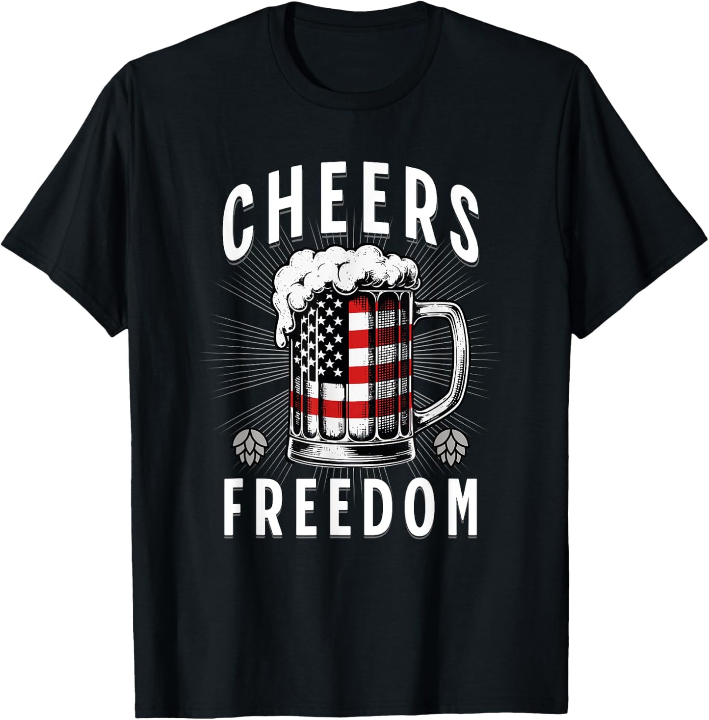 4th of July Beer Drinking American Flag Pride Merica USA Men T-Shirt - T-Shirt | Black