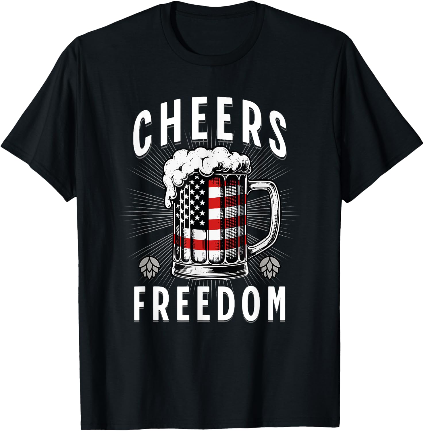 4th of July Beer Drinking American Flag Pride Merica USA Men T-Shirt - T-Shirt | Black