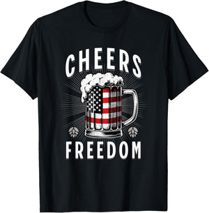 4th of July Beer Drinking American Flag Pride Merica USA Men T-Shirt - T-Shirt | Black