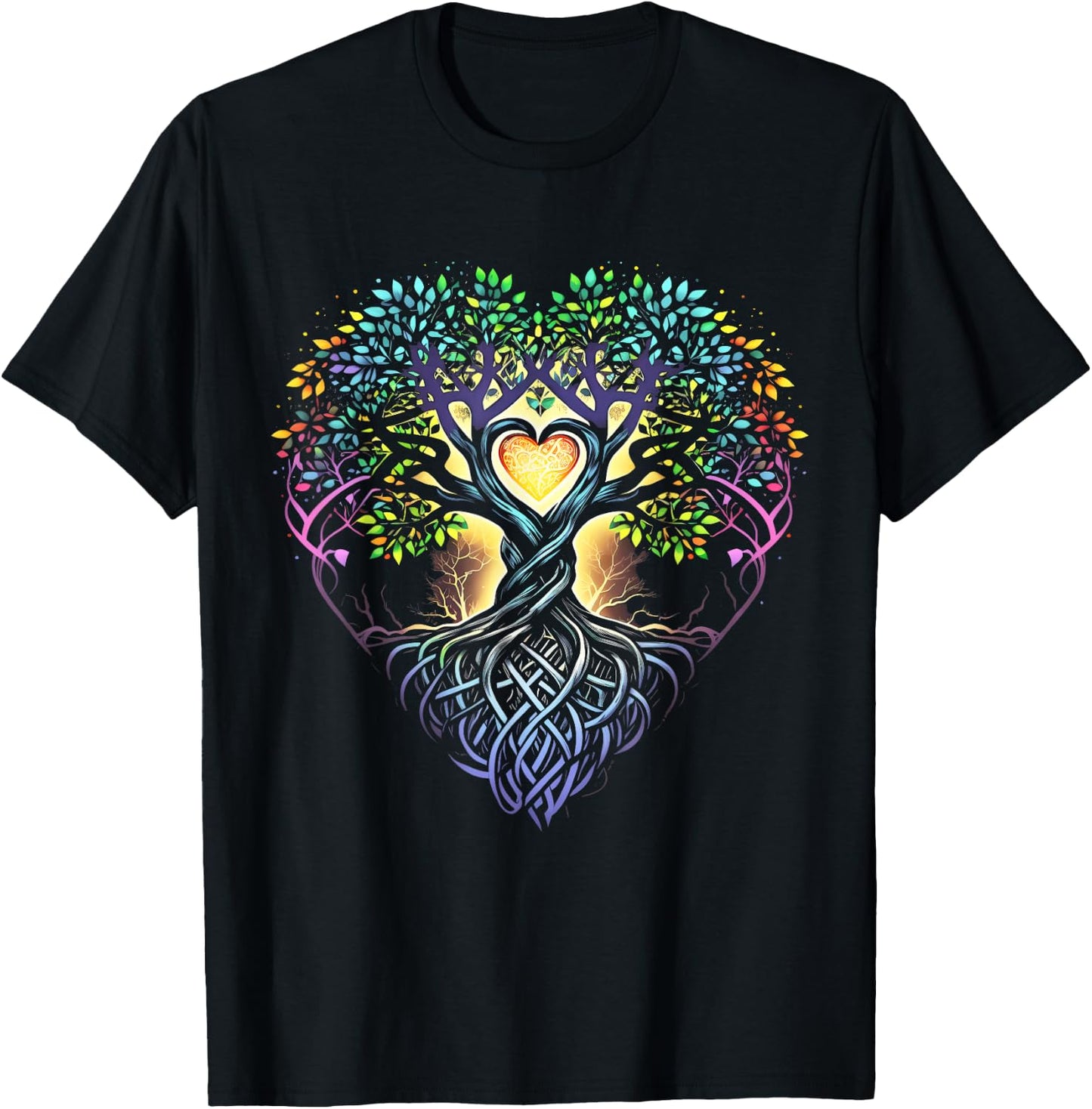 Norse, Viking, Yggdrasil, Celtic, Tree Of Life, Heart T-Shirt - T-Shirt | Black