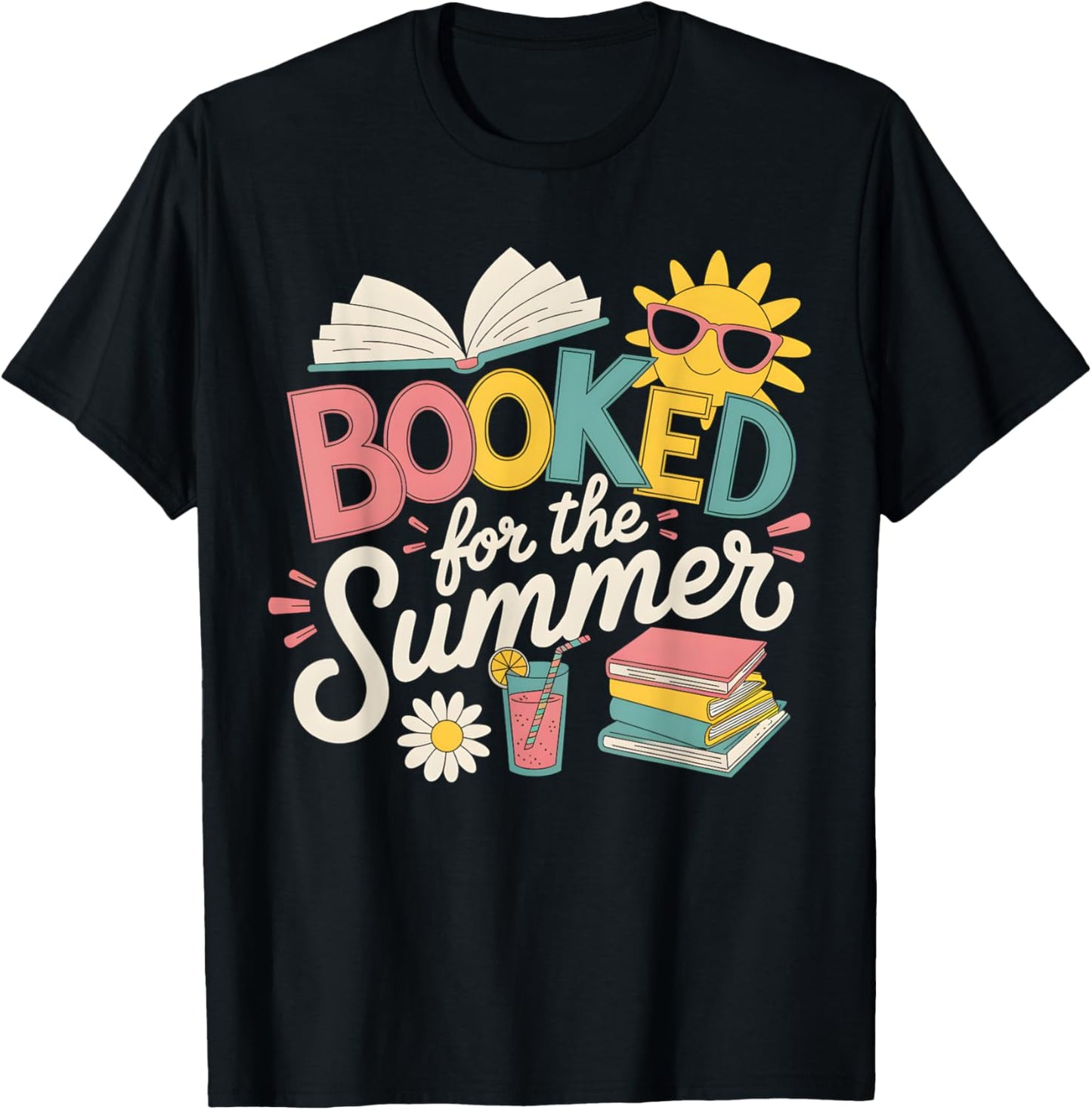 Booked For The Summer Reading Funny Bookworm Reader Beach T-Shirt - T-Shirt | Black