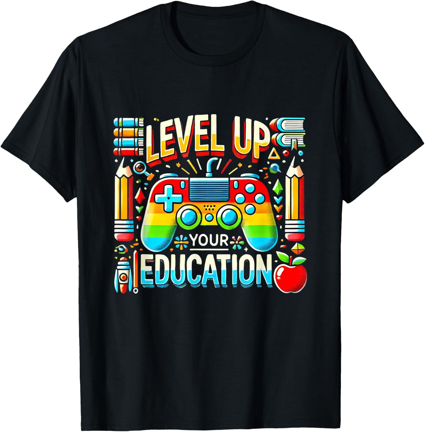 Level Up Your Education Gaming Inspired Teacher Gamers T-Shirt - T-Shirt | Black