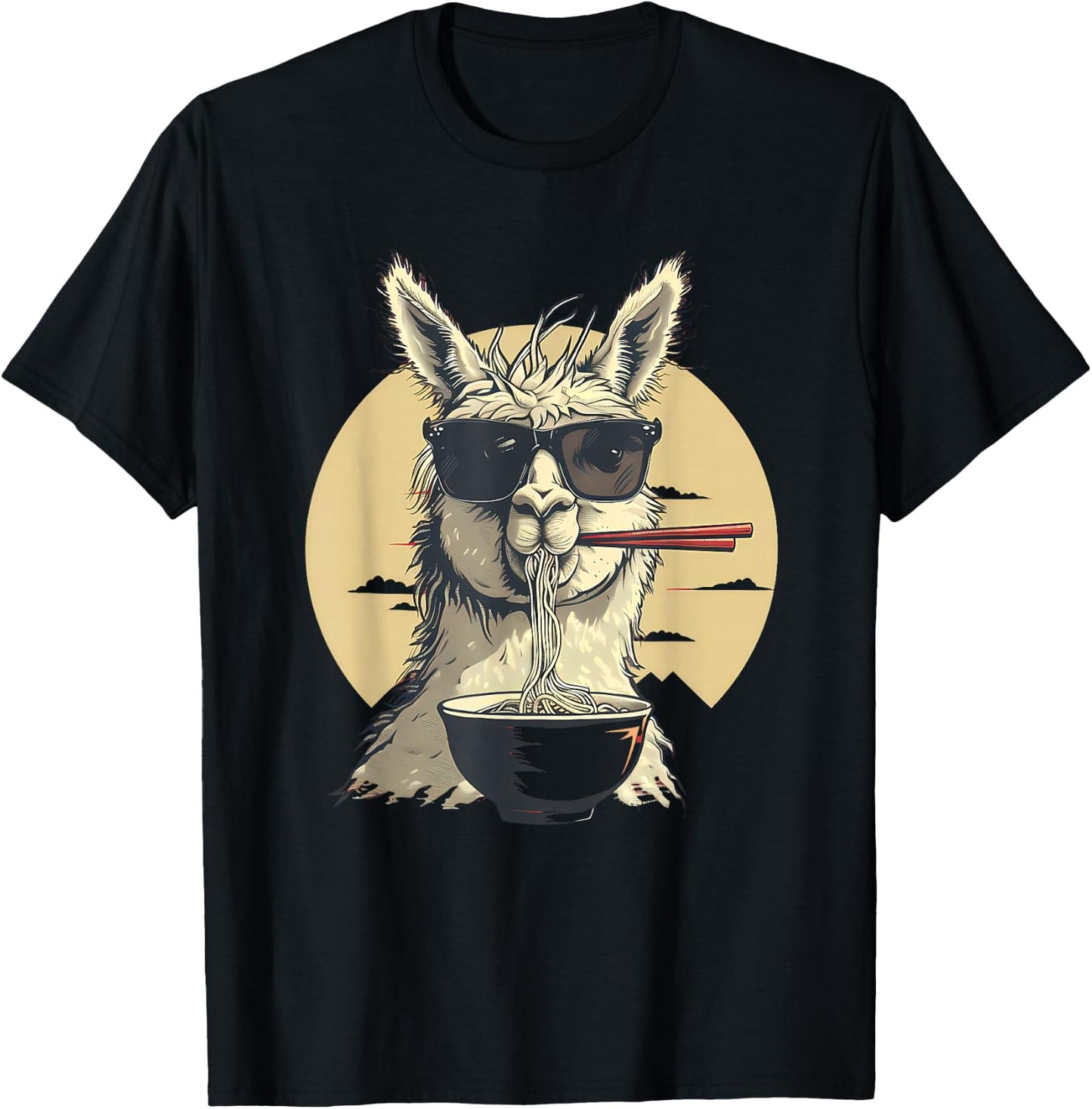 Llama Ramen Sunglasses Llama Ramen Bowl Ramen Noodles T-Shirt - T-Shirt | Black