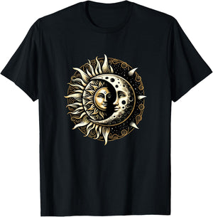 Sun Moon Astrology Astronomy Astrophysics Stargazing Vintage T-Shirt - T-Shirt | Black