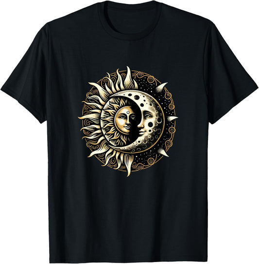 Sun Moon Astrology Astronomy Astrophysics Stargazing Vintage T-Shirt - T-Shirt | Black