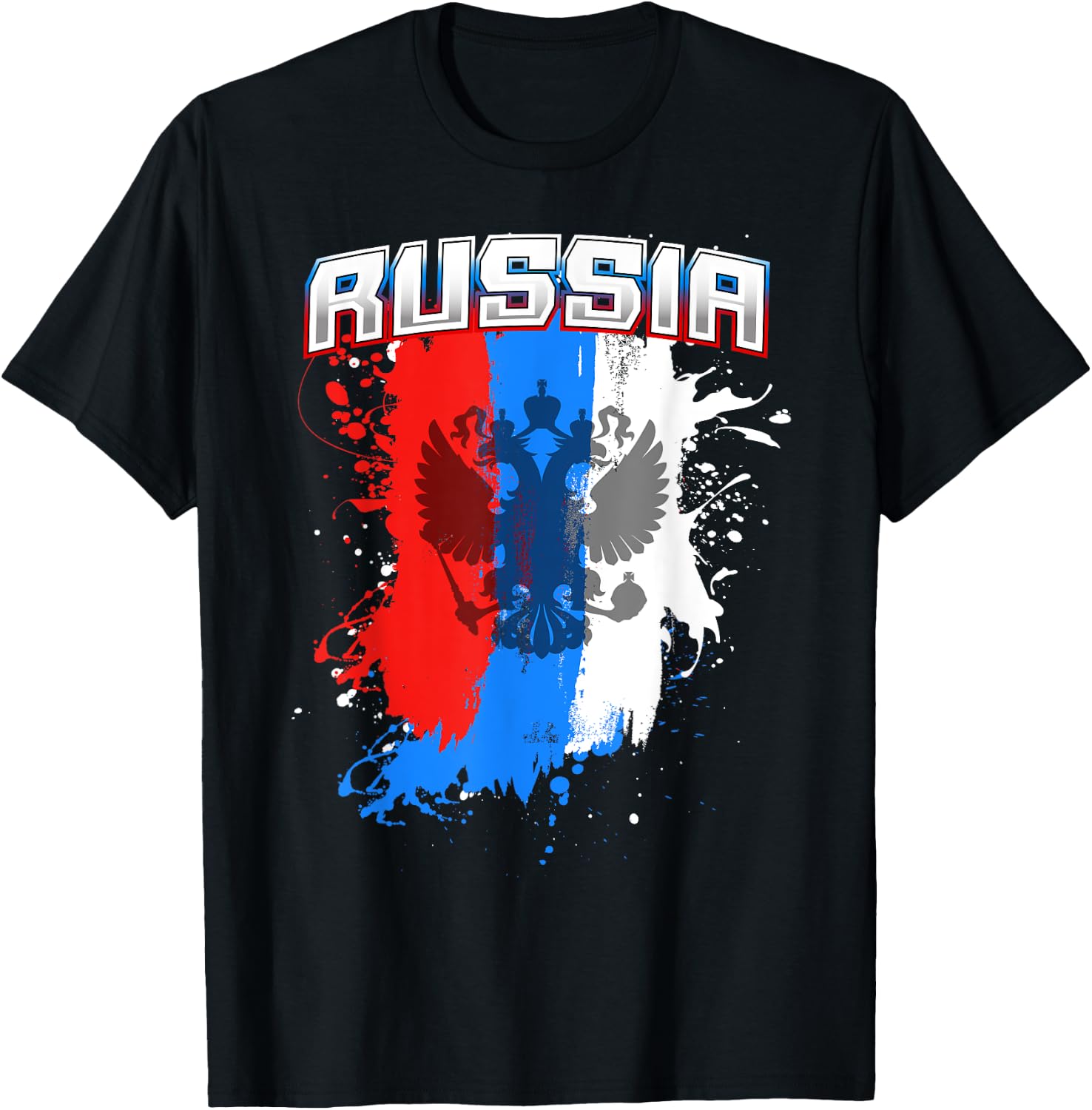 Russian Flag Gift , Women And Kids Team Russia Eagle T-Shirt - T-Shirt | Black