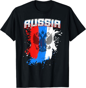 Russian Flag Gift , Women And Kids Team Russia Eagle T-Shirt - T-Shirt | Black