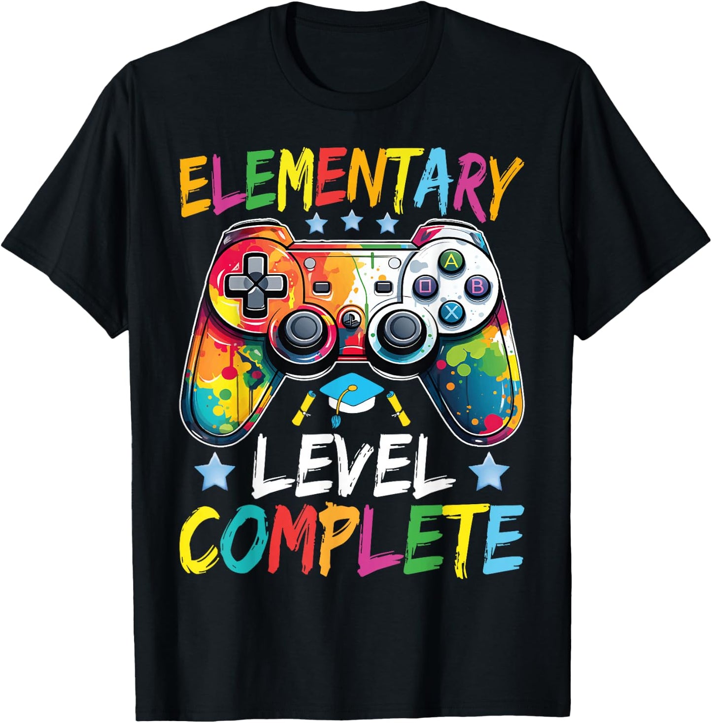 Elementary Level Complete Class Of 2024 Gamer Graduation T-Shirt - T-Shirt | Black