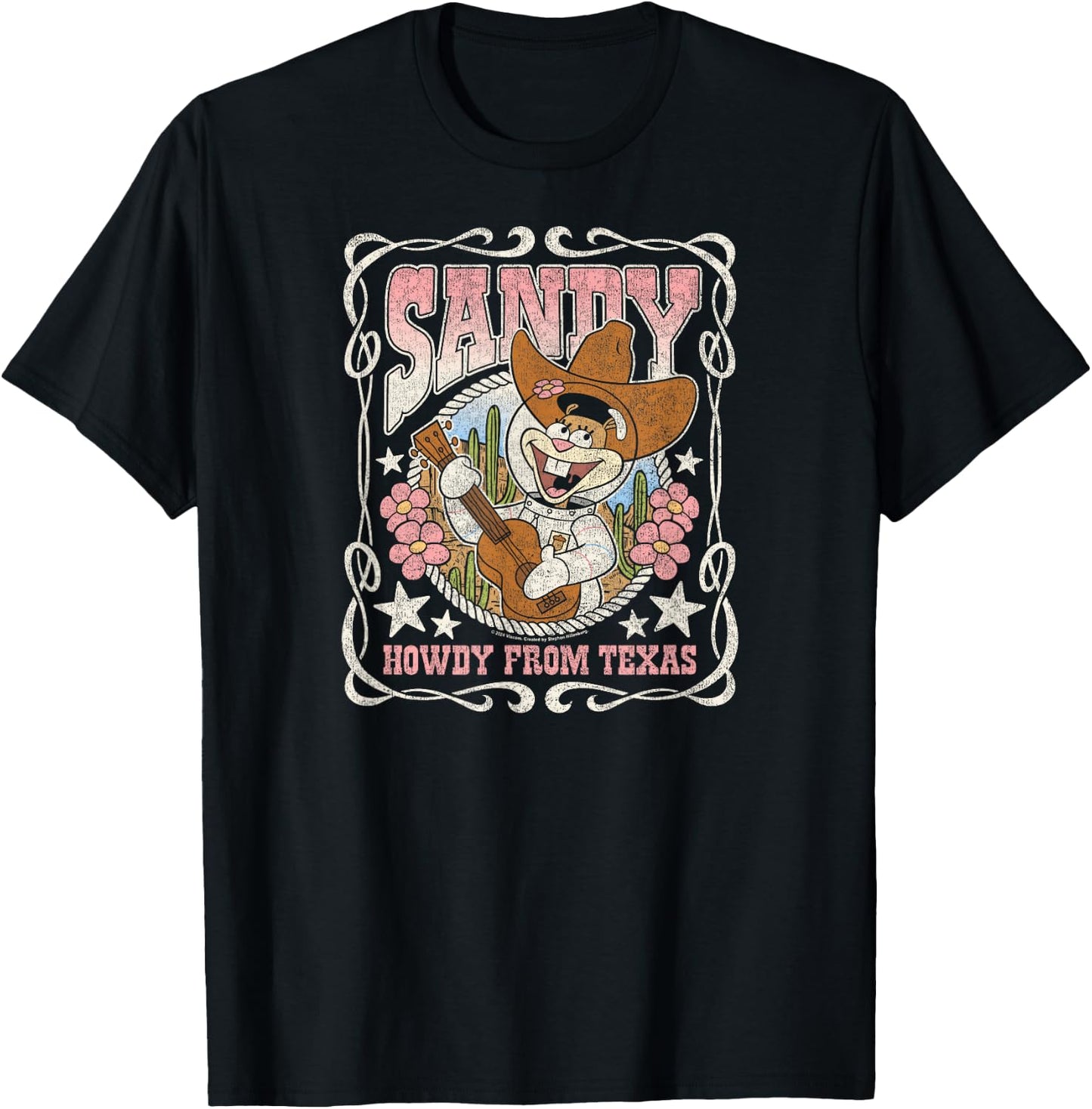 Spongebob Squarepants - Sandy Cheeks Howdy from Texas T-Shirt - T-Shirt | Black