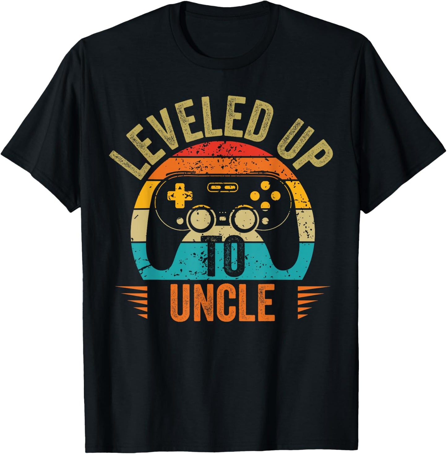 Leveling up to uncle 2025 funny video gamer vintage men T-Shirt - T-Shirt | Black