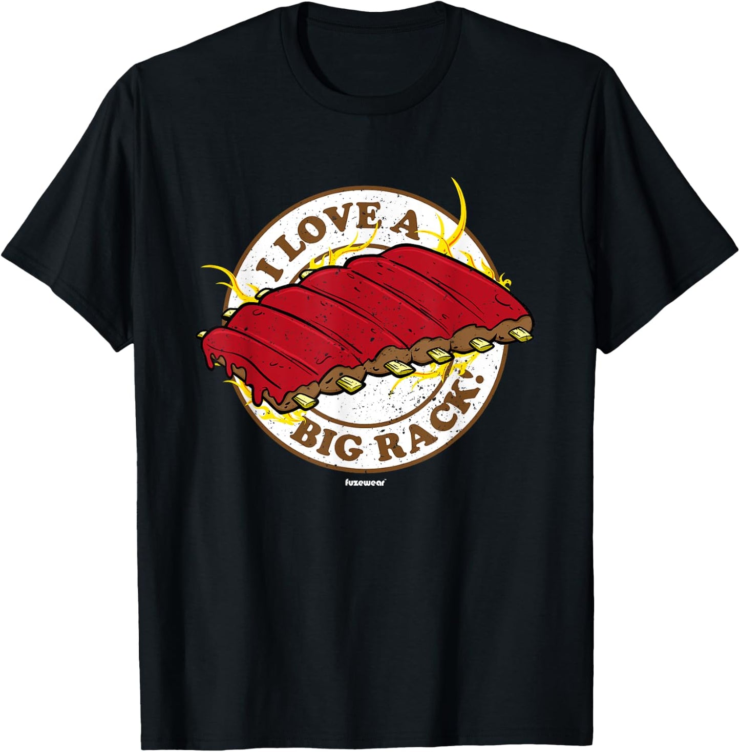 BBQ Ribs I Love a Big Rack T-Shirt - T-Shirt | Black