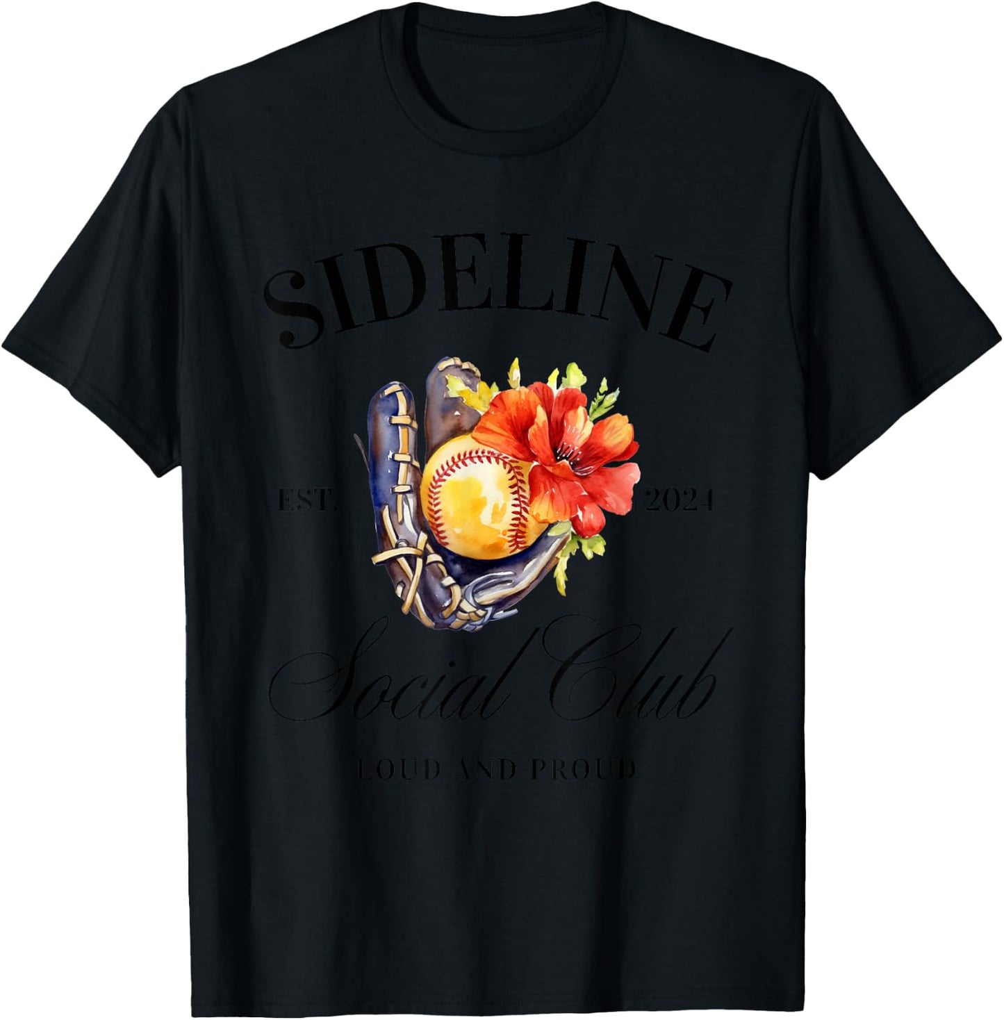 Sideline Social Club Loud and Proud Softball Support T-Shirt - T-Shirt | Black