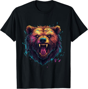 Angry Bear Grizzly Bear T-Shirt - T-Shirt | Black