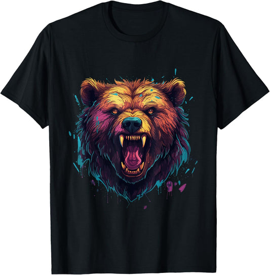 Angry Bear Grizzly Bear T-Shirt - T-Shirt | Black