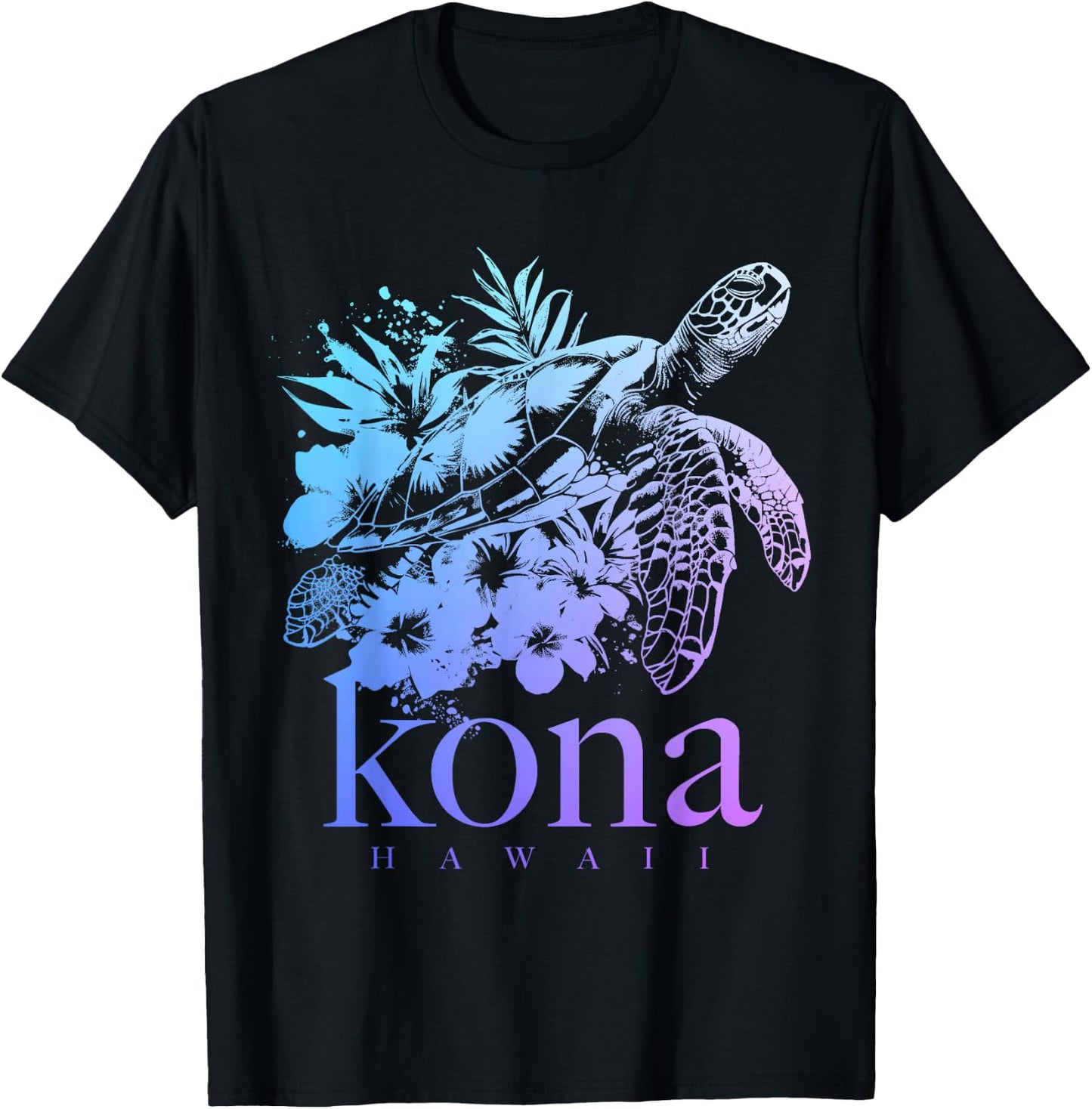 Kona Hawaii Sea Turtle Hawaiian Surfer Souvenir T-Shirt - T-Shirt | Black