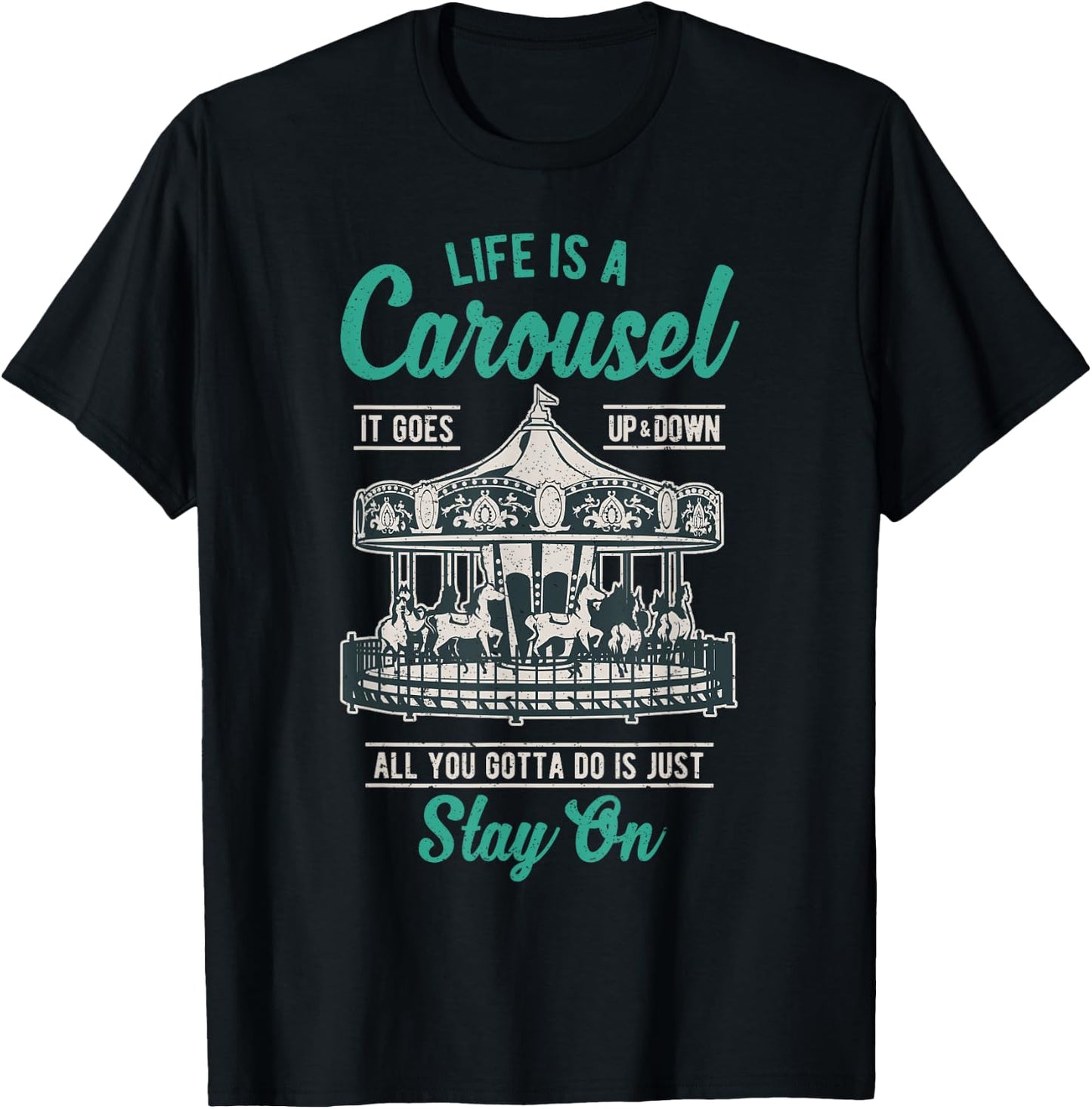 Vintage Merry-go-round Life is a carousel ride gift T-Shirt - T-Shirt | Black