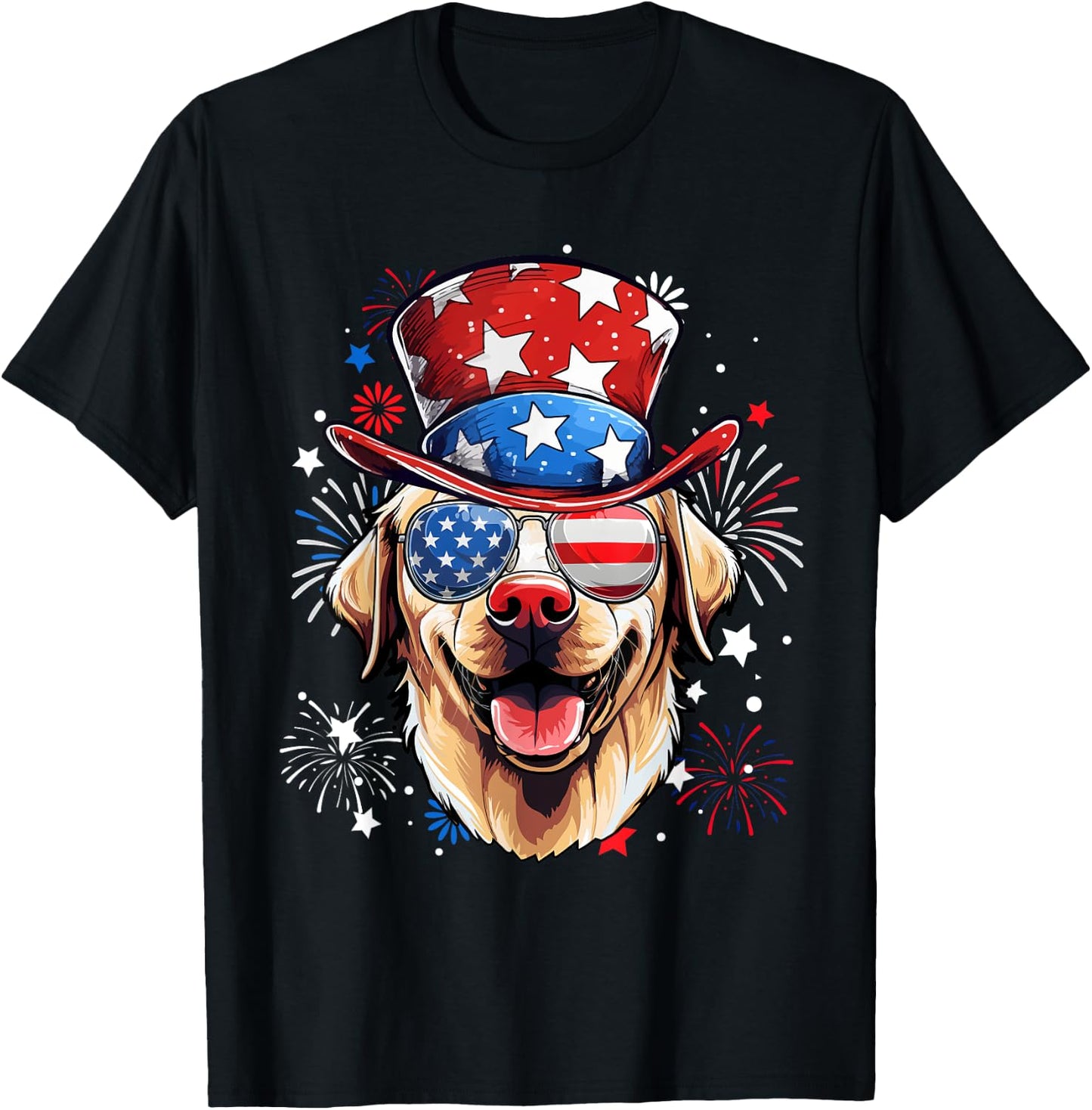 Labrador Retriever Patriotic USA Flag 4th Of July Dog Lover T-Shirt - T-Shirt | Black