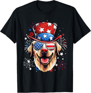 Labrador Retriever Patriotic USA Flag 4th Of July Dog Lover T-Shirt - T-Shirt | Black