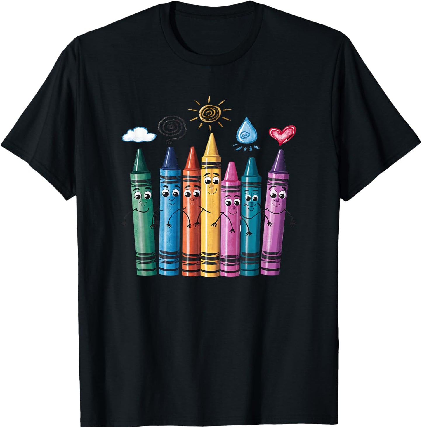 Fashionable Crayon Mood Color Crayons Friyay Teacher Life Women Kids T-Shirt - T-Shirt | Black