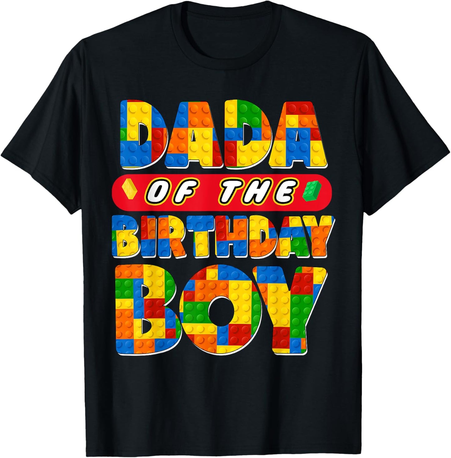 Dad And Mom Dada Birthday Boy Building Bricks Family Party T-Shirt - T-Shirt | Black